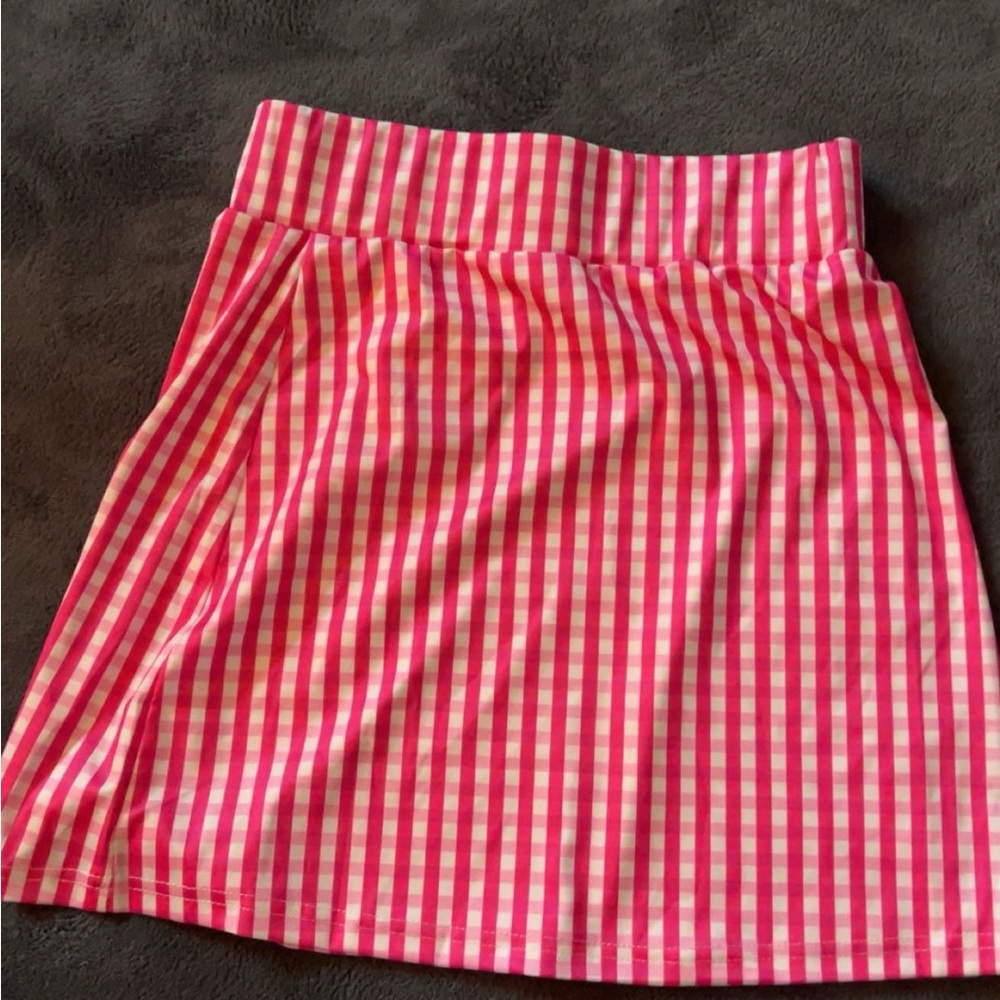 Pink Gingham A-Line Women's Tennis Skirt